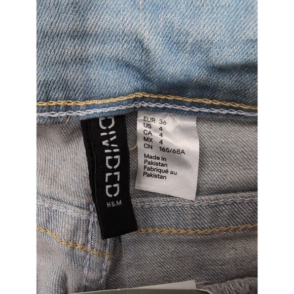 H&M Divided Flared Jeans Womens 2 Blue Light Wash Low Rise 5 Pocket Casual - Picture 9 of 14